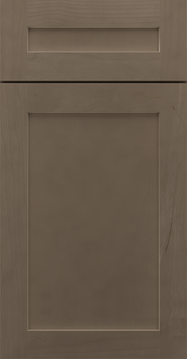 Duluth Shaker cabinet in medium gray-brown stain called Woodland