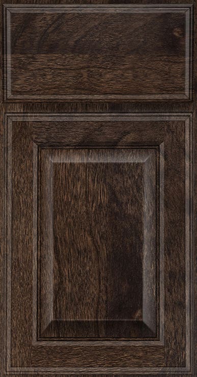 Mason decorative cabinet shown in dark gray stain on Cherry wood called Smoke