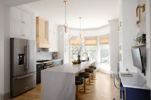 Eclectic High-End Kitchen Design With Inset Stacked Cabinets