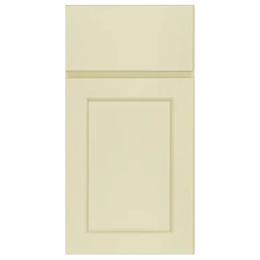 Light cream shaker door style with matching 5-piece drawer front