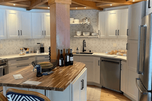 Semi-Circle Rustic White Farmhouse Kitchen Remodel