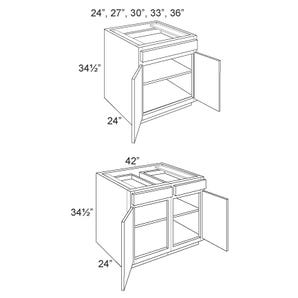168-B33 Style-31 Studio Gray B33 - Base - 1 drawer box 2 doors - Custom Kitchen Cabinets