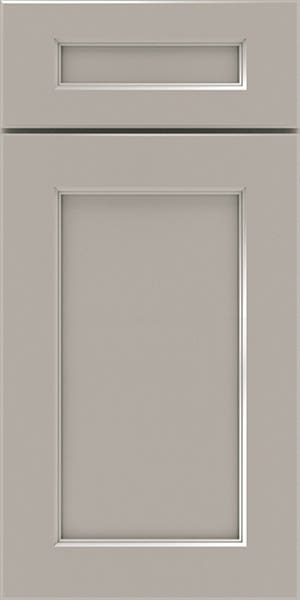 Light gray shaker door with decorative detail inside the edging of inner panel