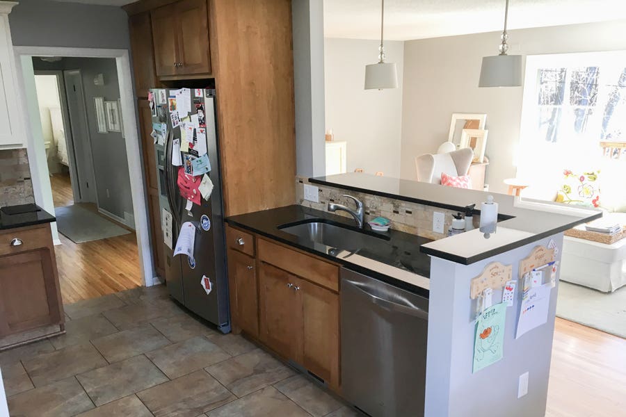 In order to open up this kitchen, the refrigerator needed to move.