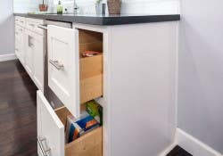 Phoenix kitchen gallery features CliqStudios.com Shaker painted white shaker cabinets, including this base cabinet with two extra deep drawers to store bulky items.