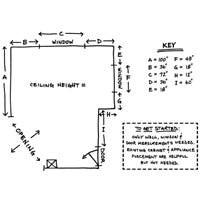 Sketch your measurements to start working with a kitchen designer.