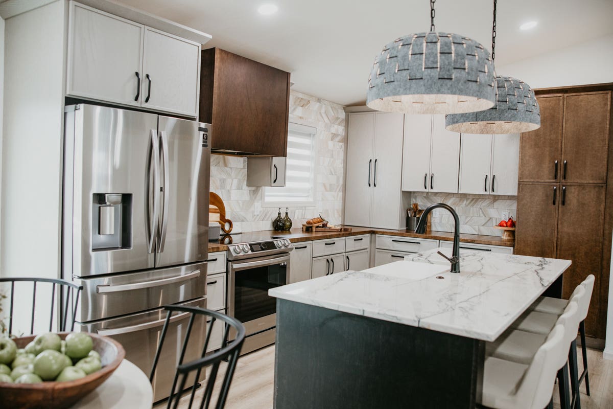 Modern Tri-Tone Kitchen Design with Down Home Fab