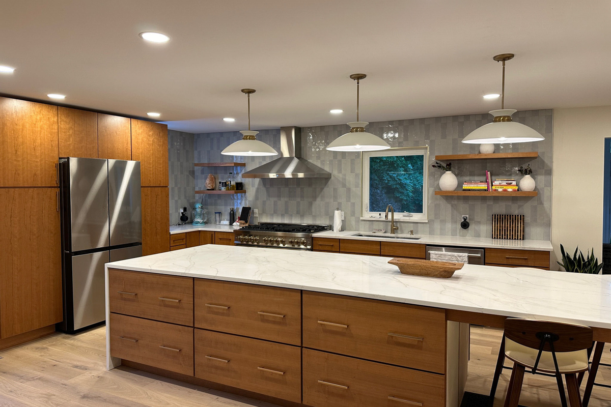 Stunning Mid-Century Modern Kitchen With Massive Island