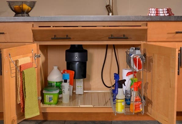 With the Super Sink Base, clean-up is more efficient and clutter out of sight. The package includes pullout baskets, a 3-bar towel rack, a gallon-capacity drip liner and a tip-out tray for small items With the Super Sink Base, clean-up is more efficient and clutter out of sight. The package includes pullout baskets, a 3-bar towel rack, a gallon-capacity drip liner and a tip-out tray for small items