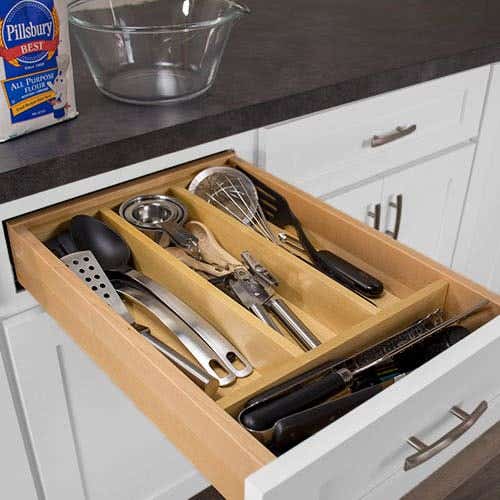 Peg Drawer Organizer - Wood Peg Dish Storage Insert - CliqStudios