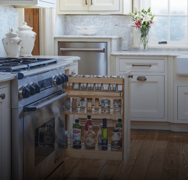 Pull-out Storage Cabinet - Pull-out Spice Rack Shelves - CliqStudios