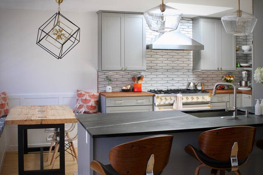 kitchen using soapstone and butcher block countertops kitchen using soapstone and butcher block countertops
