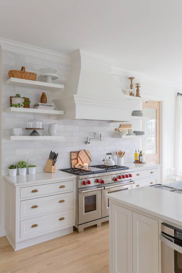 White Inset Door Shaker Cabinet Drawers with stainless steel Wolf range White Inset Door Shaker Cabinet Drawers with stainless steel Wolf range