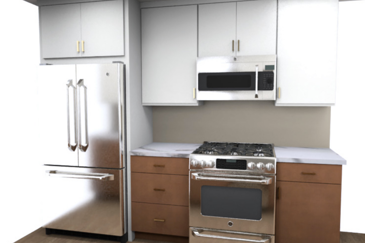 CliqStudios design packet rendering | Jensen Lily & Harvest slab kitchen cabinets CliqStudios design packet rendering | Jensen Lily & Harvest slab kitchen cabinets