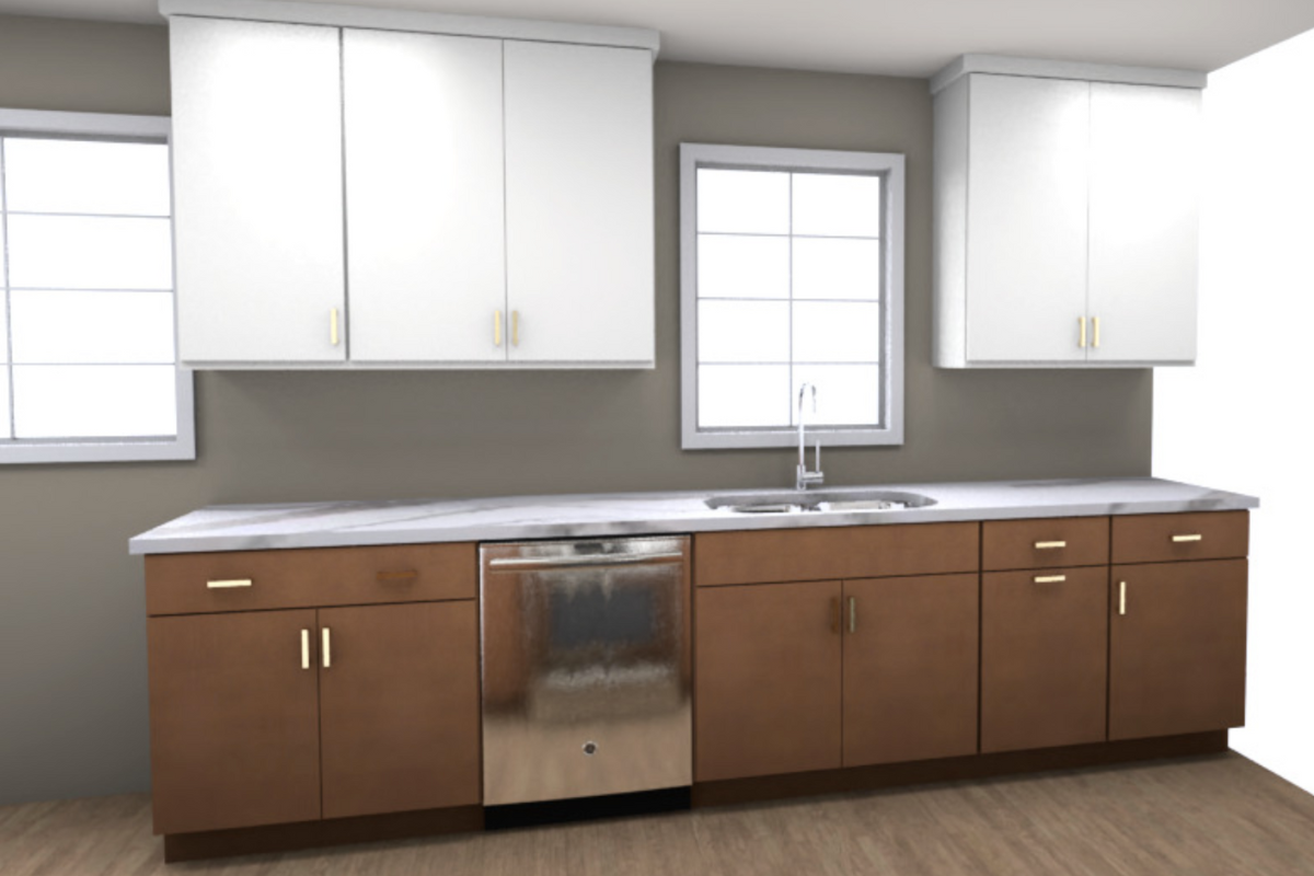 CliqStudios design packet rendering | Jensen Lily & Harvest slab kitchen cabinets