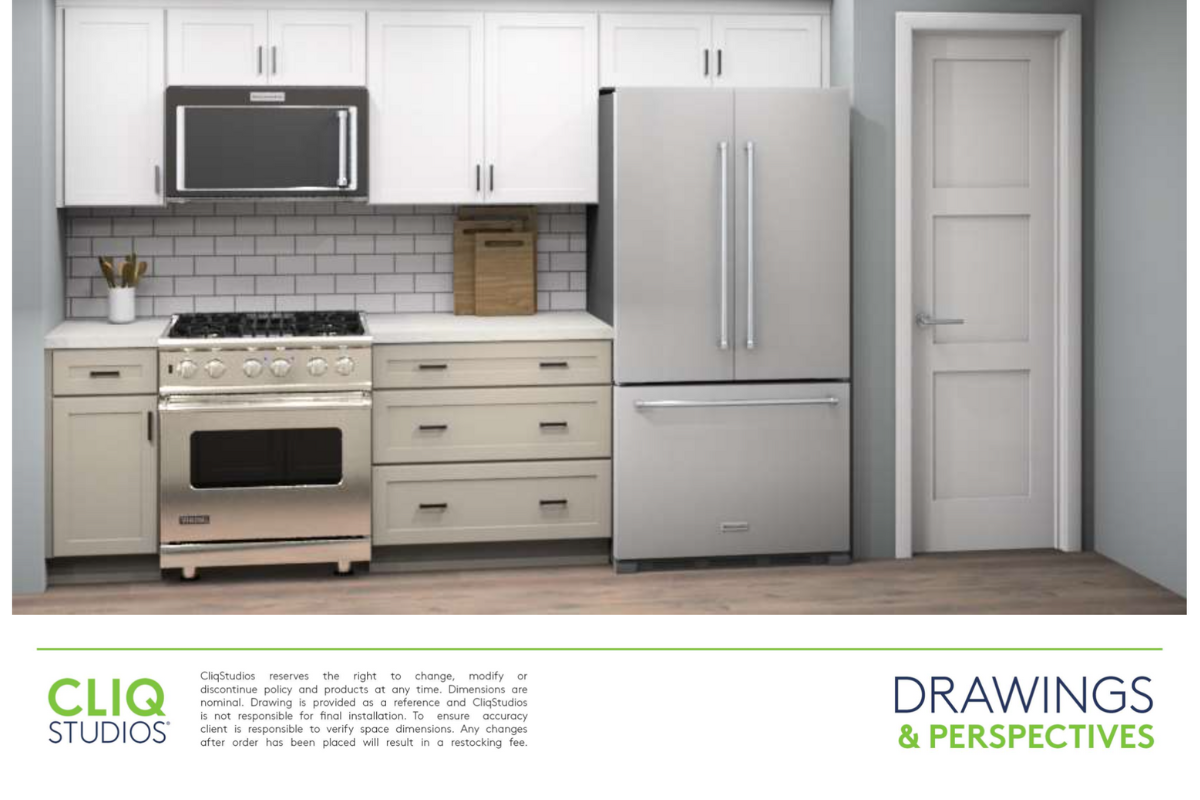 CliqStudios design packet rendering of two-tone white and light gray kitchen range wall CliqStudios design packet rendering of two-tone white and light gray kitchen range wall