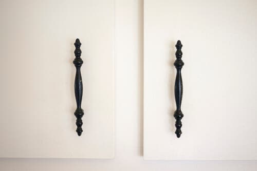 Partial overlay white slab kitchen wall cabinets Partial overlay white slab kitchen wall cabinets