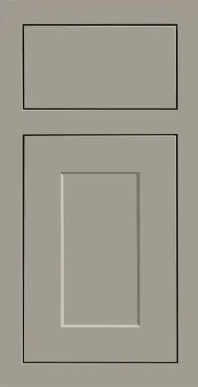 Inset shaker door style with a slab drawer front in medium brown macchiato finish Inset shaker door style with a slab drawer front in medium brown macchiato finish