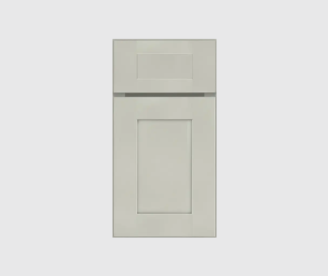 Wide stile shaker door style in light gray opaque stain Wide stile shaker door style in light gray opaque stain