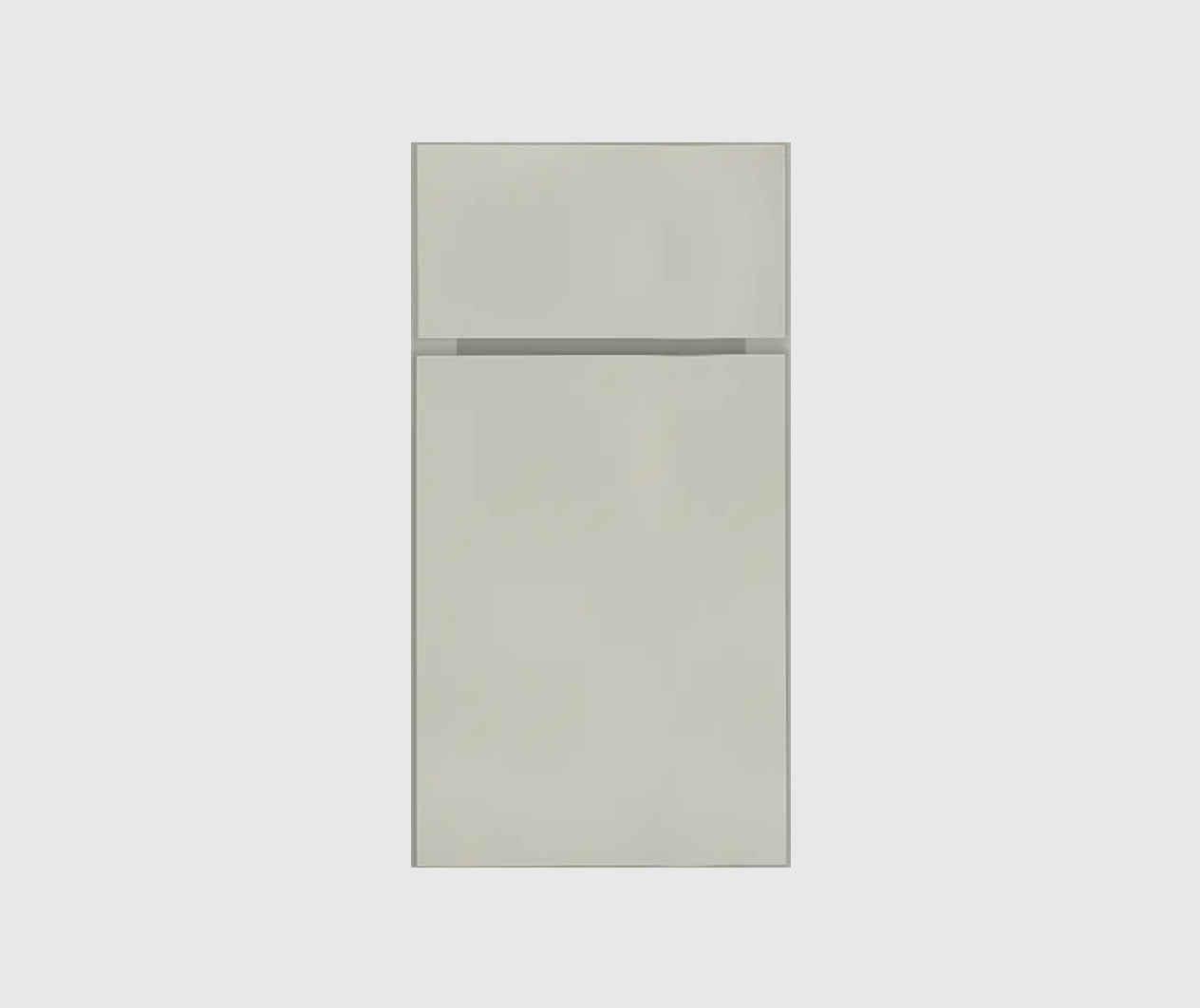 Slab door style in light gray opaque stain