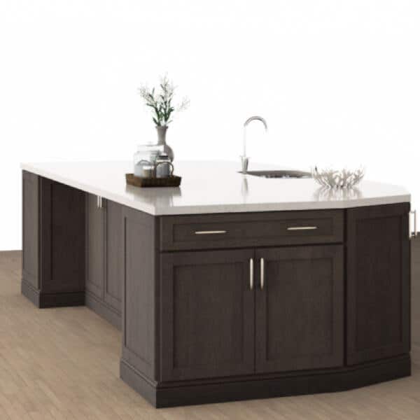 Semi-circle dark brown island rendering Semi-circle dark brown island rendering