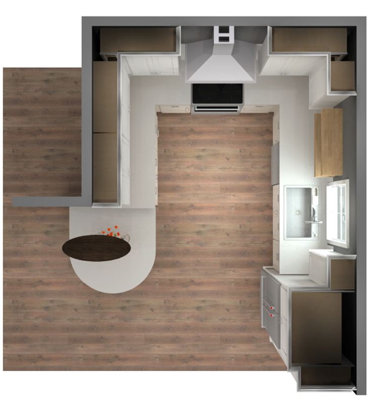 Aerial view kitchen 3D image