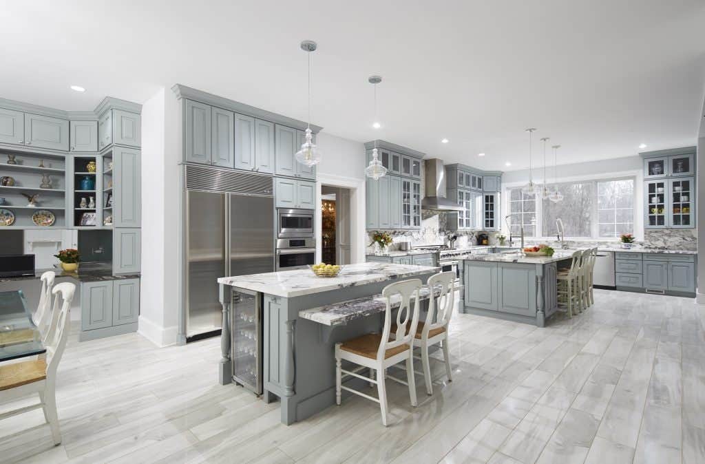 kitchen using CliqStudios Decorative cabinets in blue-gray