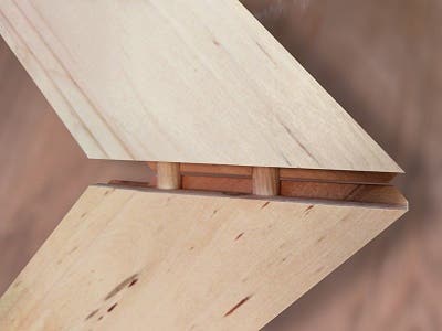 Precisely cut, dowled and glued, this mitered joint will hold fast and true for a lifetime - we guarantee it! Precisely cut, dowled and glued, this mitered joint will hold fast and true for a lifetime - we guarantee it!