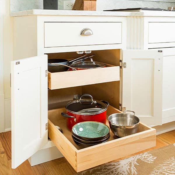Roll-out tray base kitchen cabinet with 2 roll-outs Roll-out tray base kitchen cabinet with 2 roll-outs