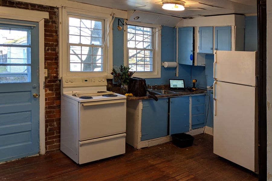neglected old kitchen will blue cabinets that are falling apart neglected old kitchen will blue cabinets that are falling apart
