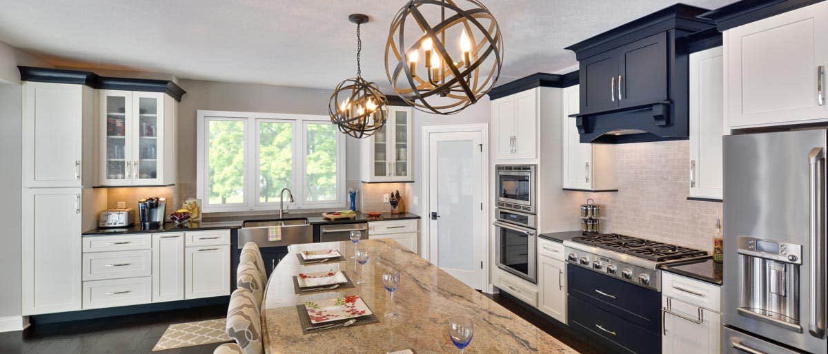 Double oven + stove hood!  Kitchen layout inspiration, Wall oven kitchen,  Double oven kitchen