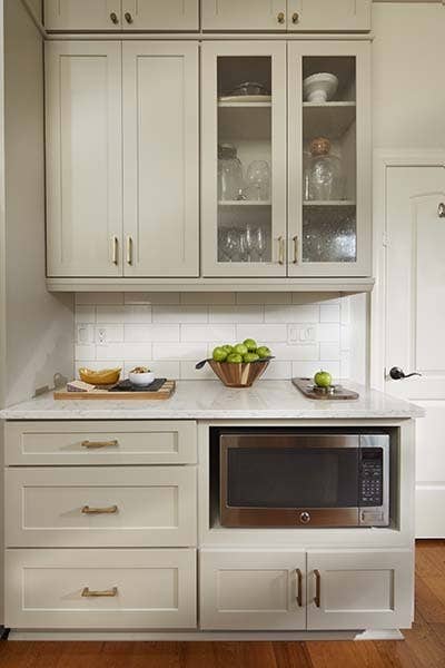 CliqStudios Shaker in Painted Light Gray, microwave shelf. CliqStudios Shaker in Painted Light Gray, microwave shelf.