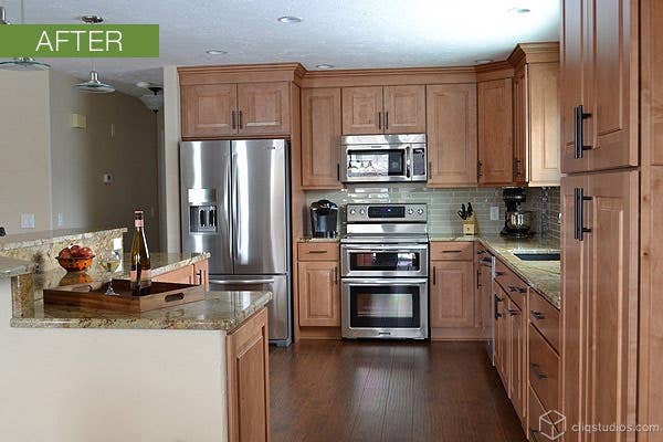 Decorative medium wood stain Kitchen Cabinets Remodel