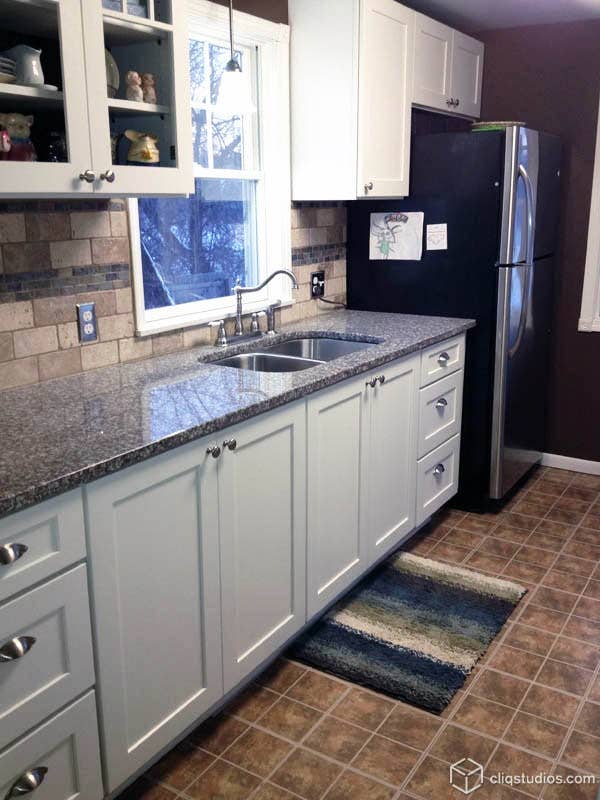 White Kitchen Sink Window and Fridge