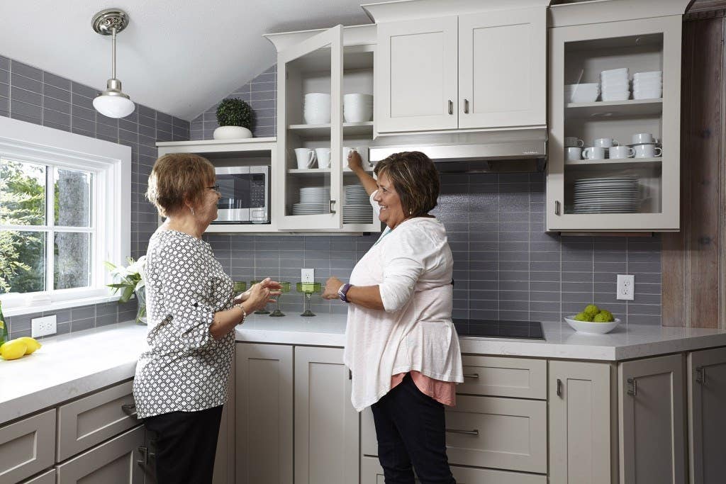 Homeowner Florence and designer Jayelynn in Florence’s modern kitchen. Homeowner Florence and designer Jayelynn in Florence’s modern kitchen.