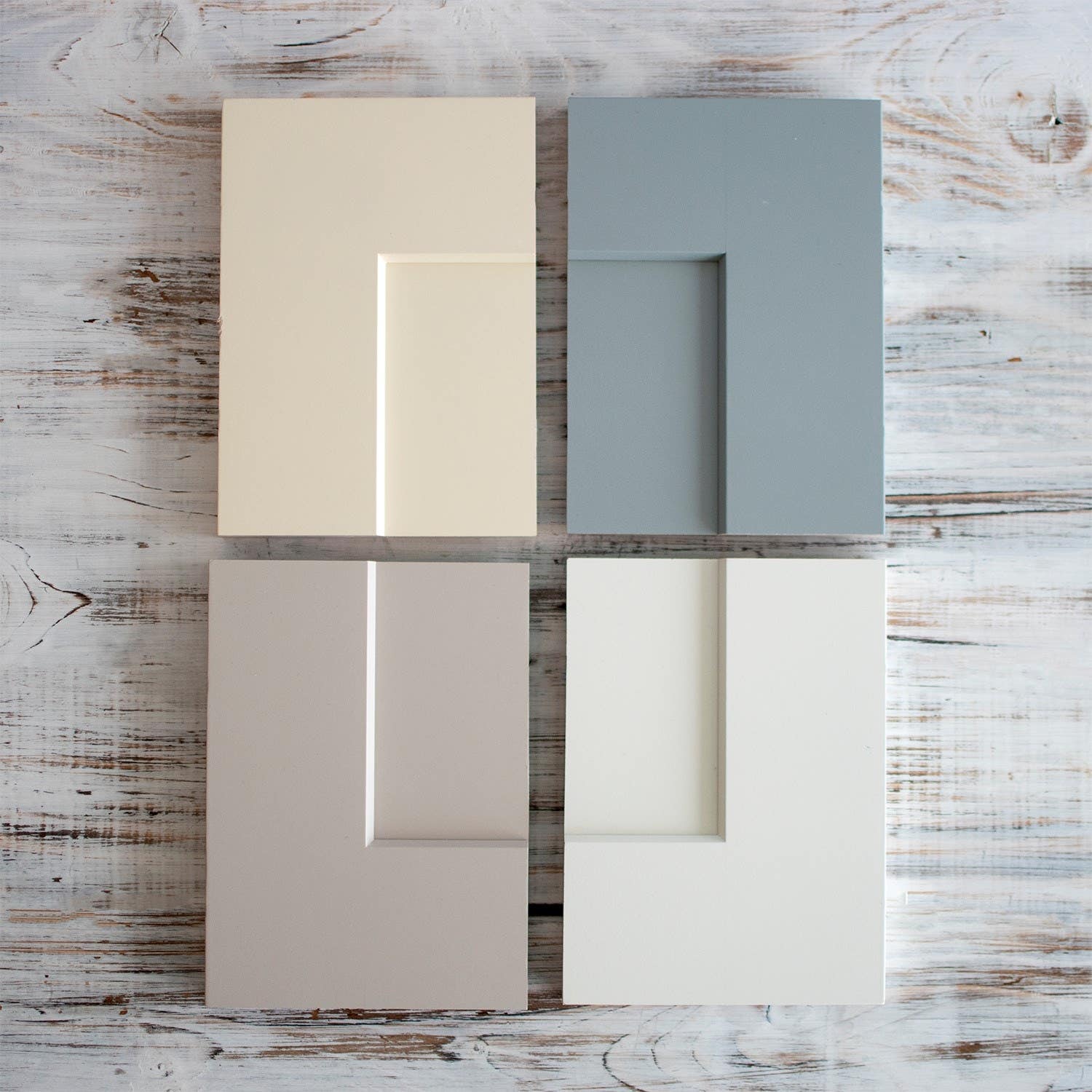 Pastel cabinet door samples taken by Dessert'd Organic Bake Shop