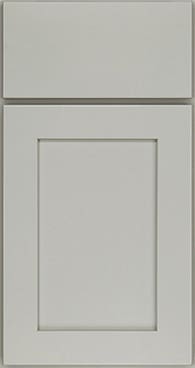 Shaker cabinet door style in light silver-gray painted wash