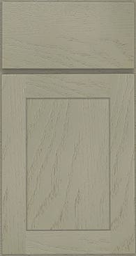 Shaker door style in light army-green paint wash Shaker door style in light army-green paint wash