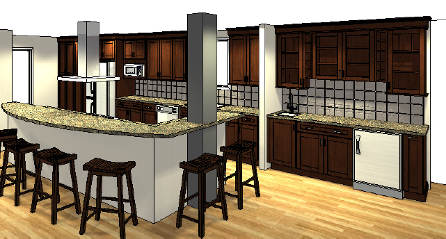 Header through hood chimney design rendition Header through hood chimney design rendition