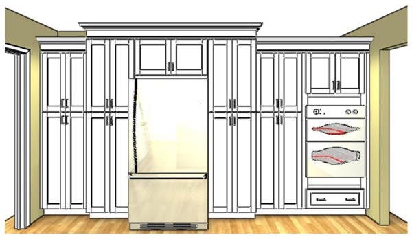 Built-In Pantry Cabinets with Refrigerator