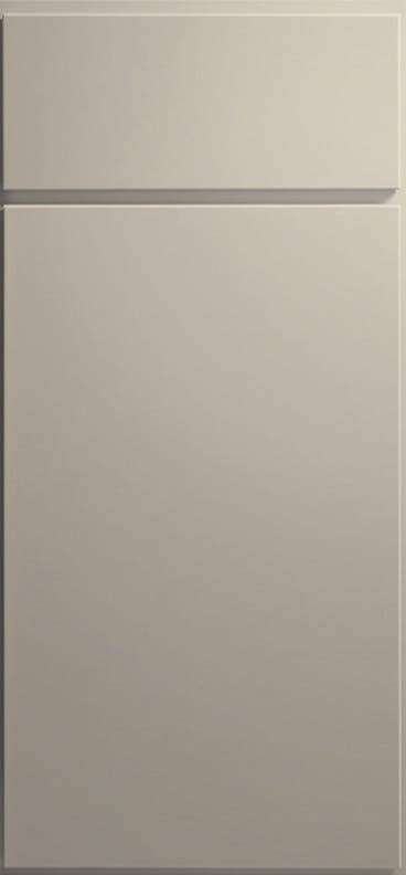 Image of slab cabinet door and drawer front in medium gray paint Image of slab cabinet door and drawer front in medium gray paint