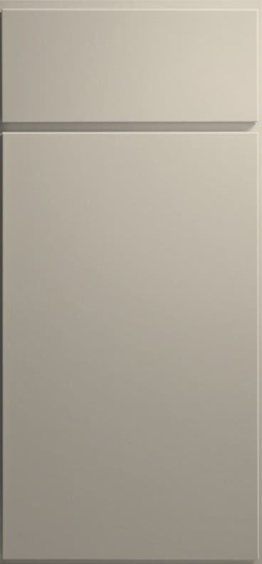 Image of slab cabinet door and drawer front in medium gray paint