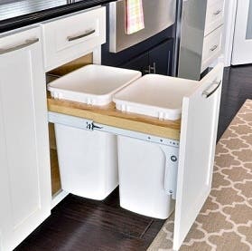 pull-out trash and recycling center in shaker white cabinets pull-out trash and recycling center in shaker white cabinets