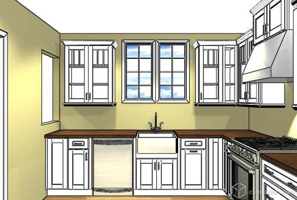 White Kitchen Cabinets Rendering