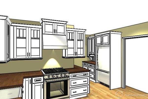 White Kitchen Cabinets Rendering